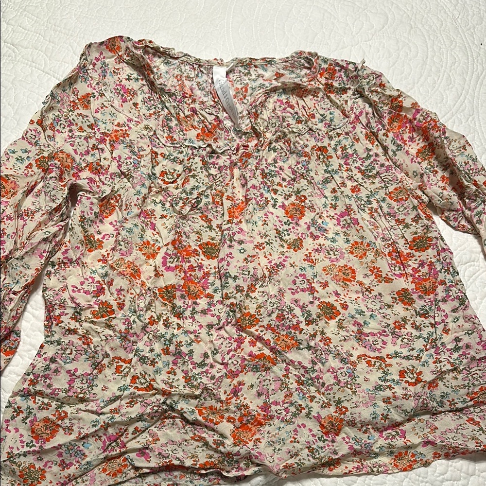0074 Floral Women's Top - Multicolor size medium